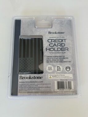 Brookstone Black American Flag Credit Card Holder with Money Clip
